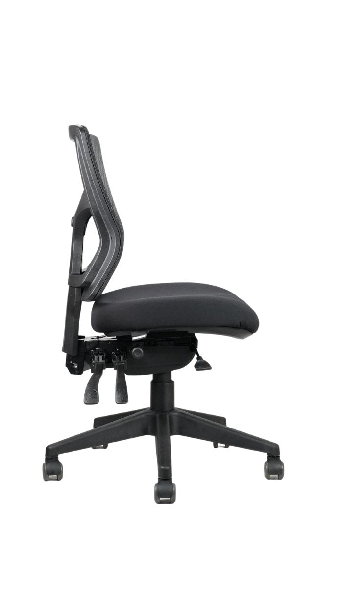 Milan mesh back chair adjustment detail for task chair hire
