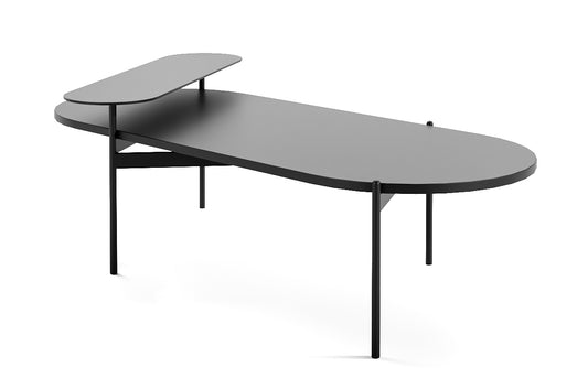 Nido Oval Coffee Table Hire in black - angled view