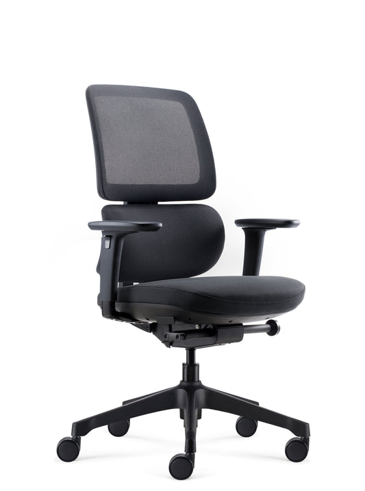 Orca Chair black mesh executive chair front view for commercial office hire