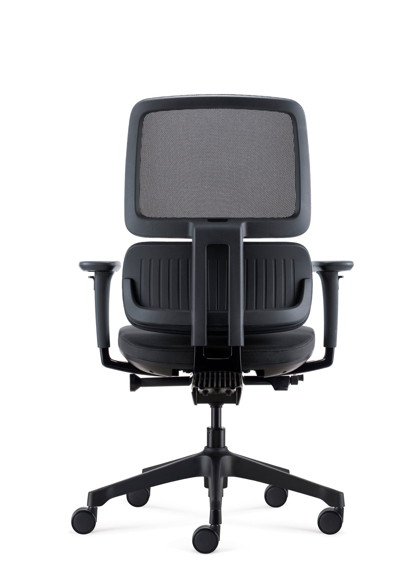 Orca Chair black mesh executive chair angled view for workplace seating hire