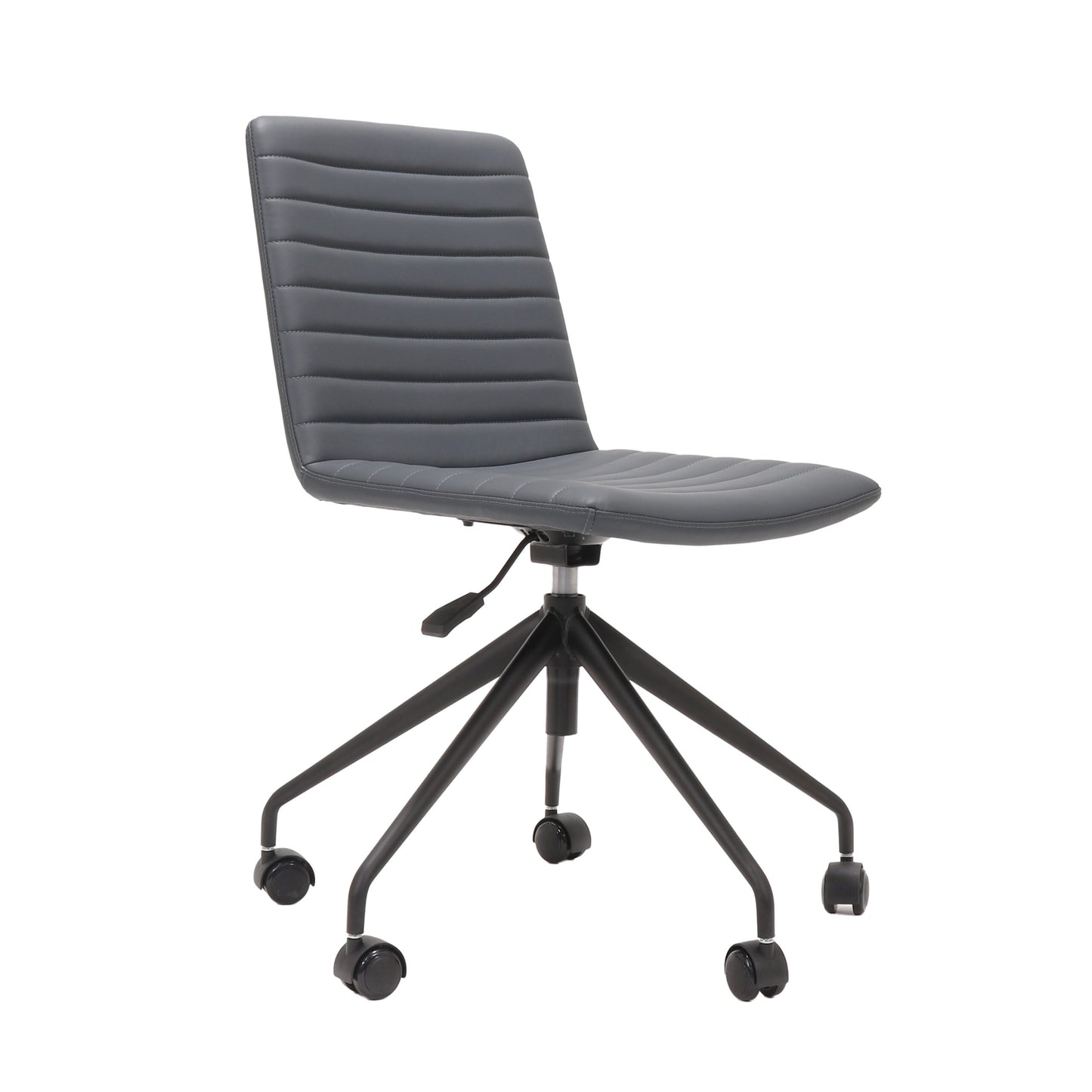 Pixel Swivel 5 Star Base Chair No Arms / Black P/C / French Navy PU product view for office furniture hire