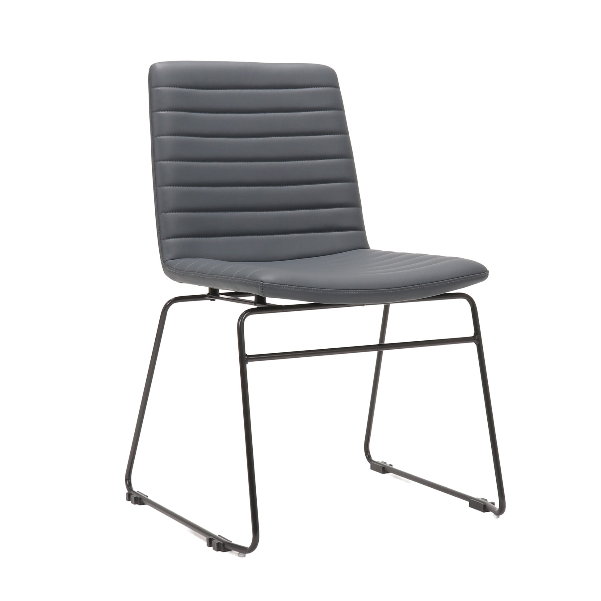 Pixel Sled Base Chair Black P/C / French Navy PU product view for office furniture hire