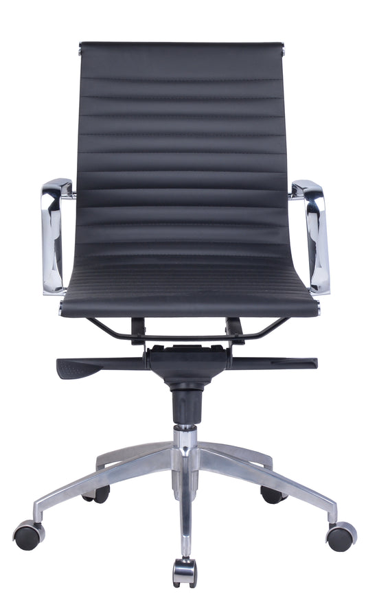 PU605M Executive Chair in black PU with chrome base and arms