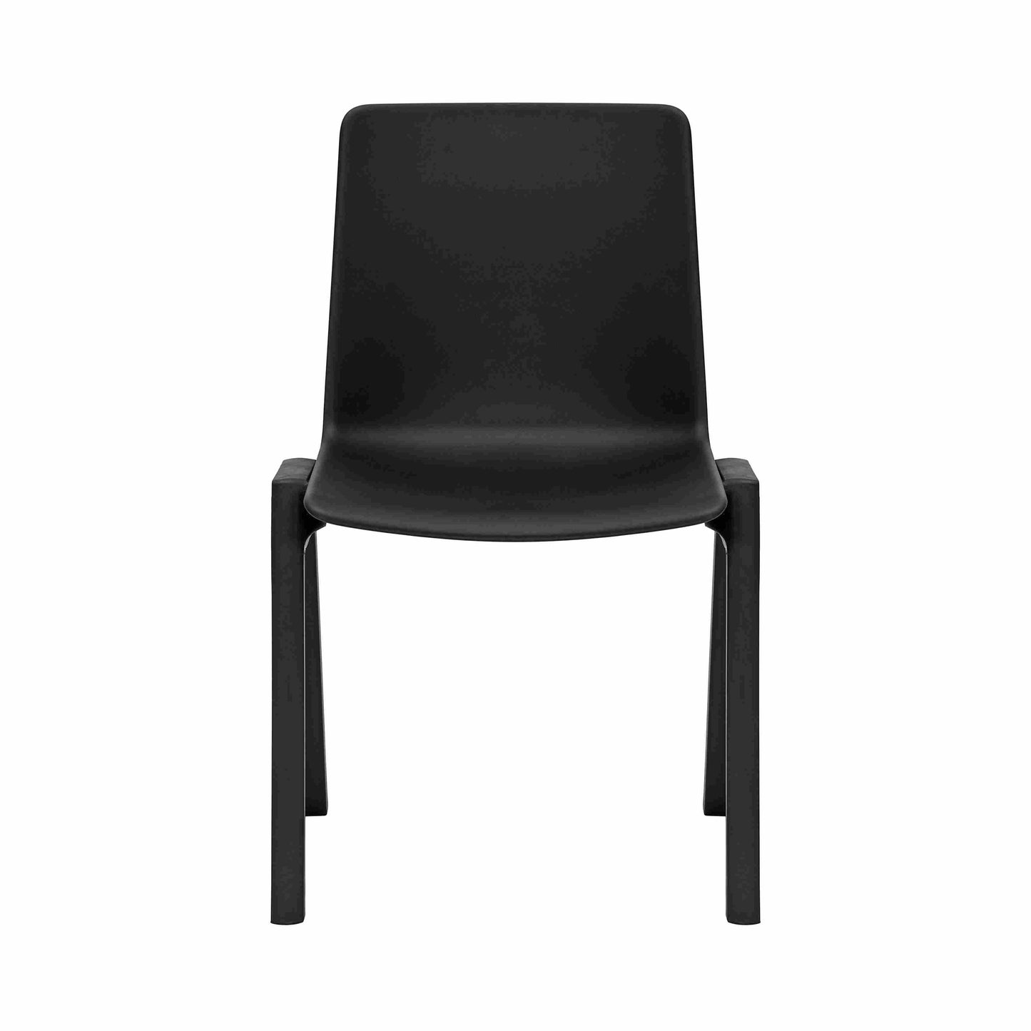 Academy Stacking Chair in black shell front angled view