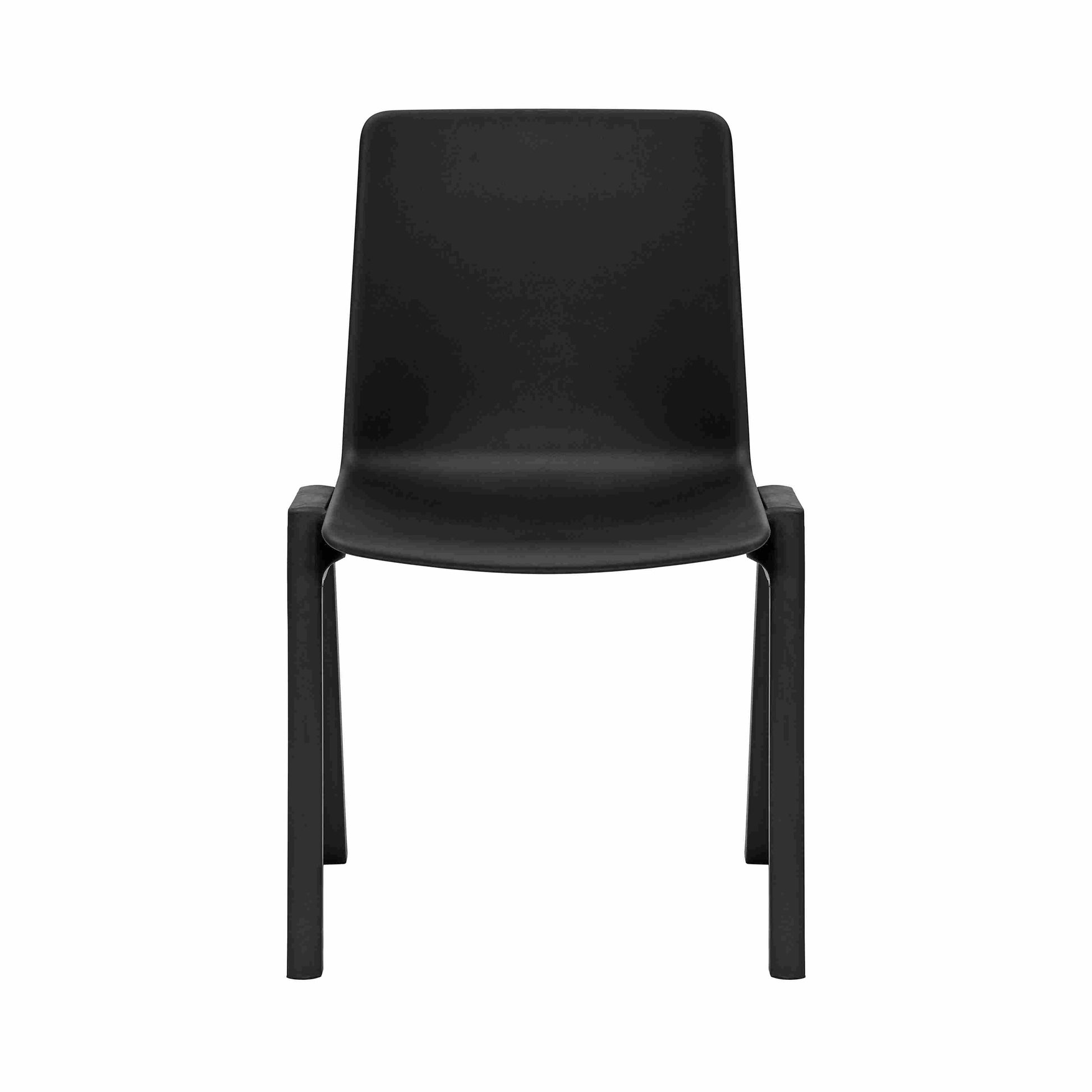 Academy Stacking Chair in black shell front angled view
