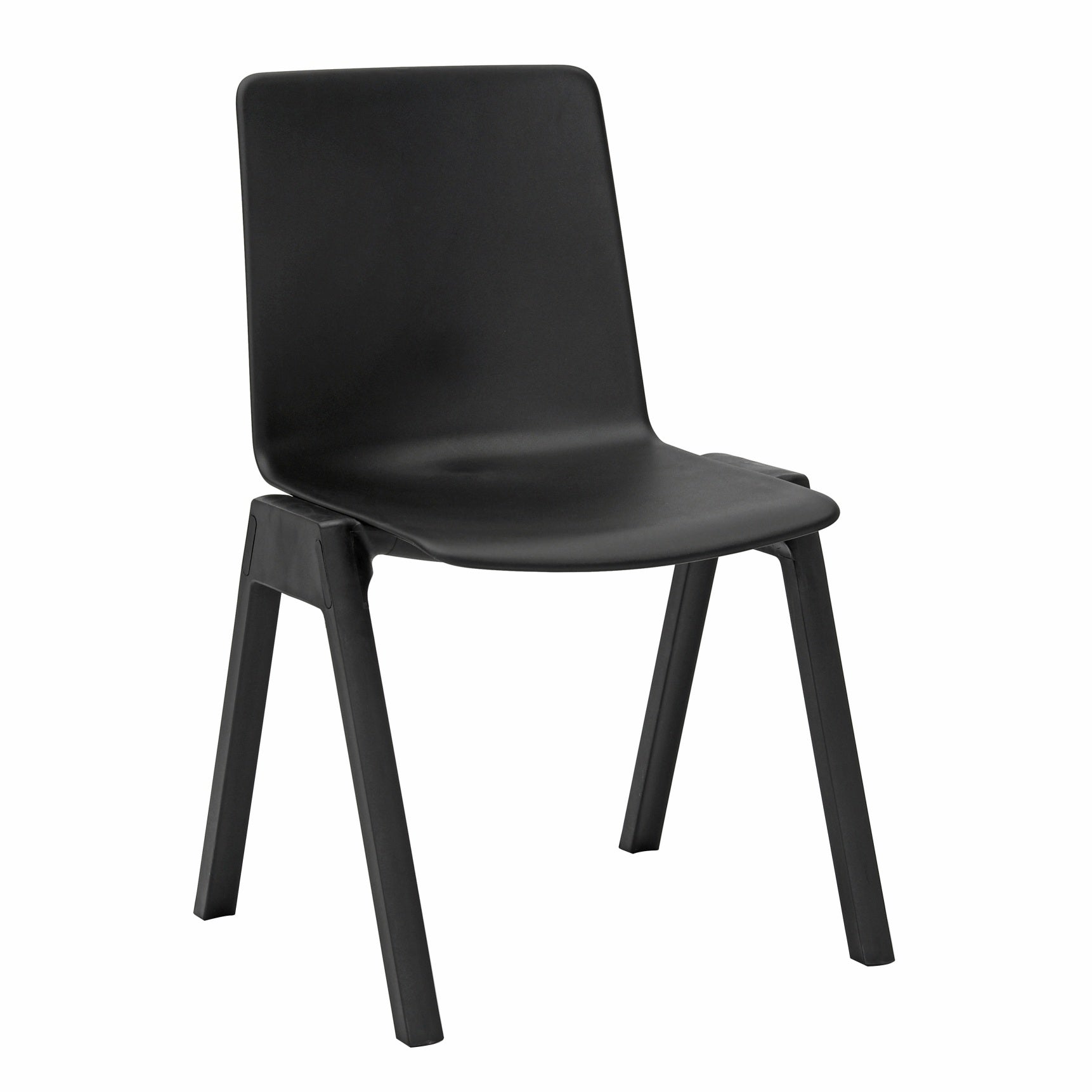 Academy Stacking Chair black shell side view showing seat profile