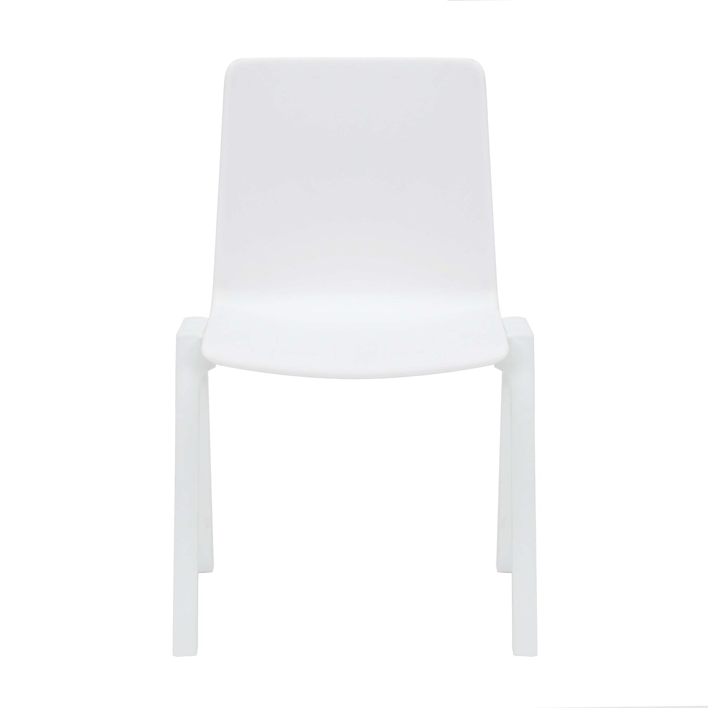 Academy Stacking Chair in white shell front angled view