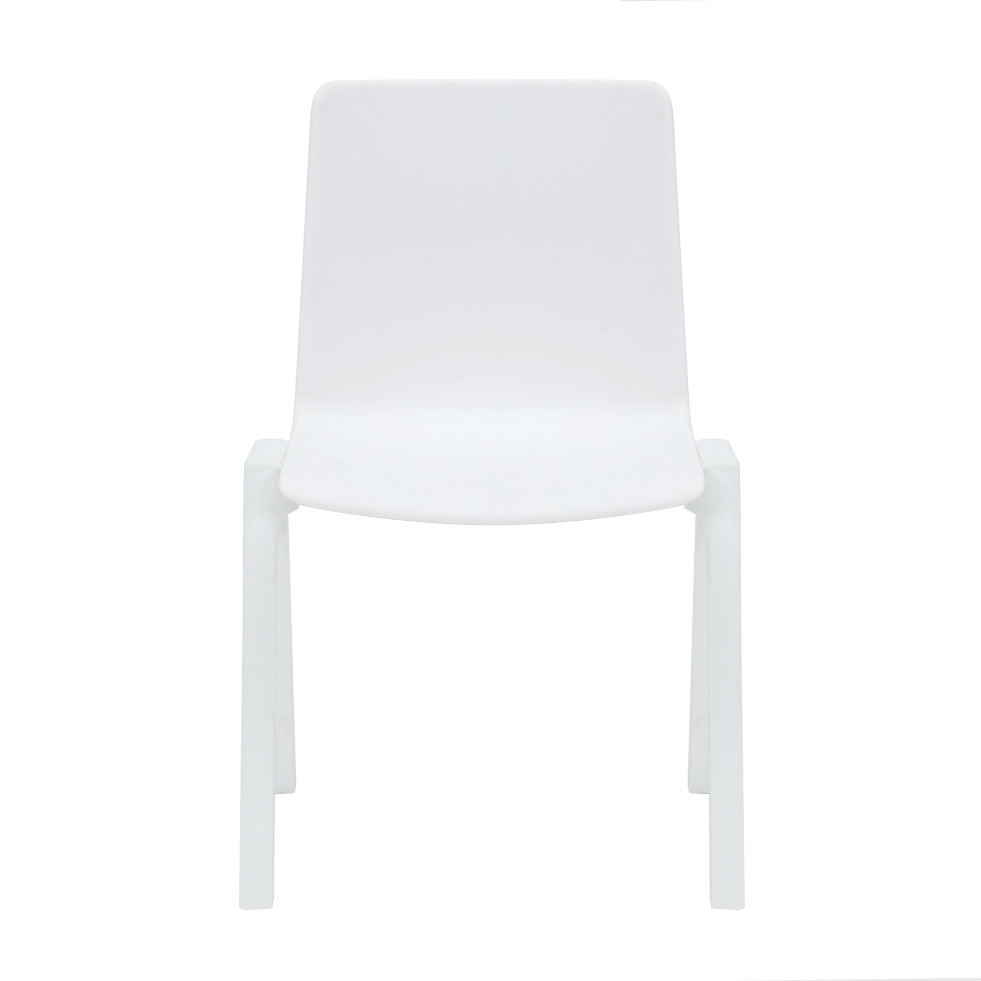 Academy Stacking Chair in white shell front angled view