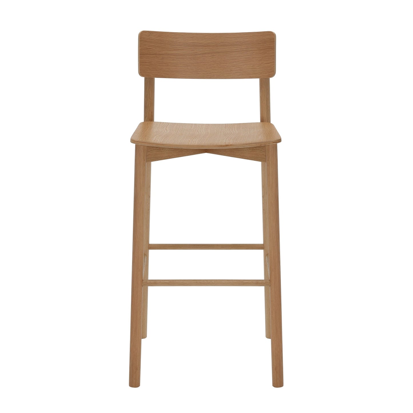 Arlo High Stool American Oak side view showing timber seat profile