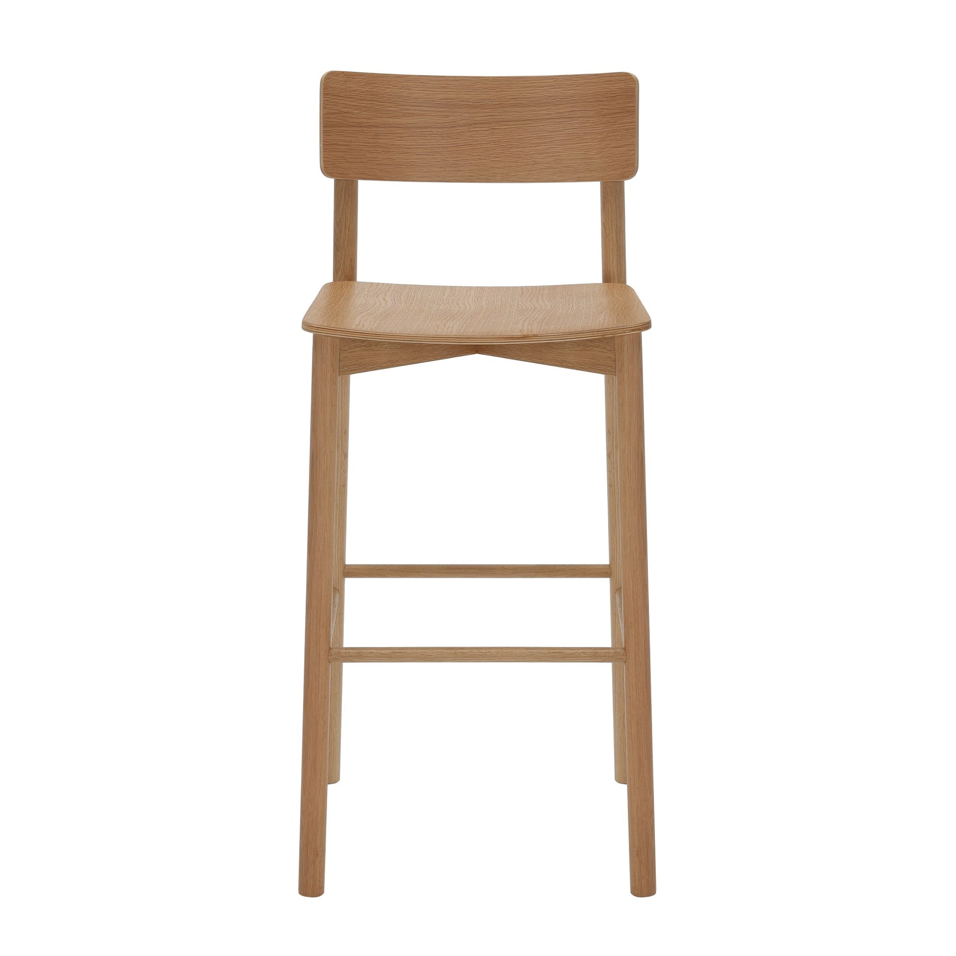 Arlo High Stool American Oak side view showing timber seat profile