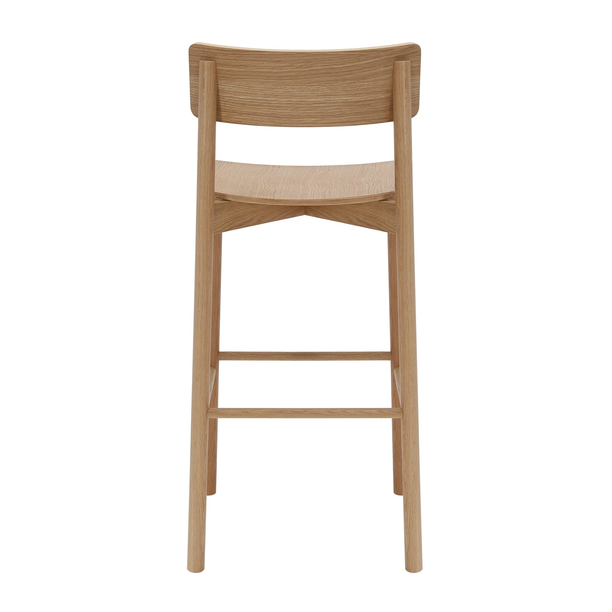 Arlo High Stool American Oak detail view of natural oak construction