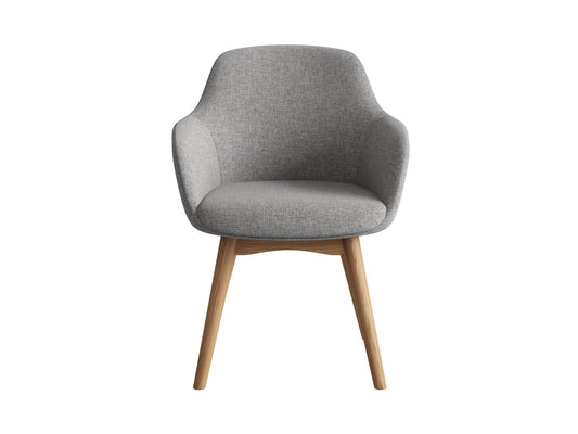 Aspen Timber 4 Leg Chair in light grey fabric front angled view