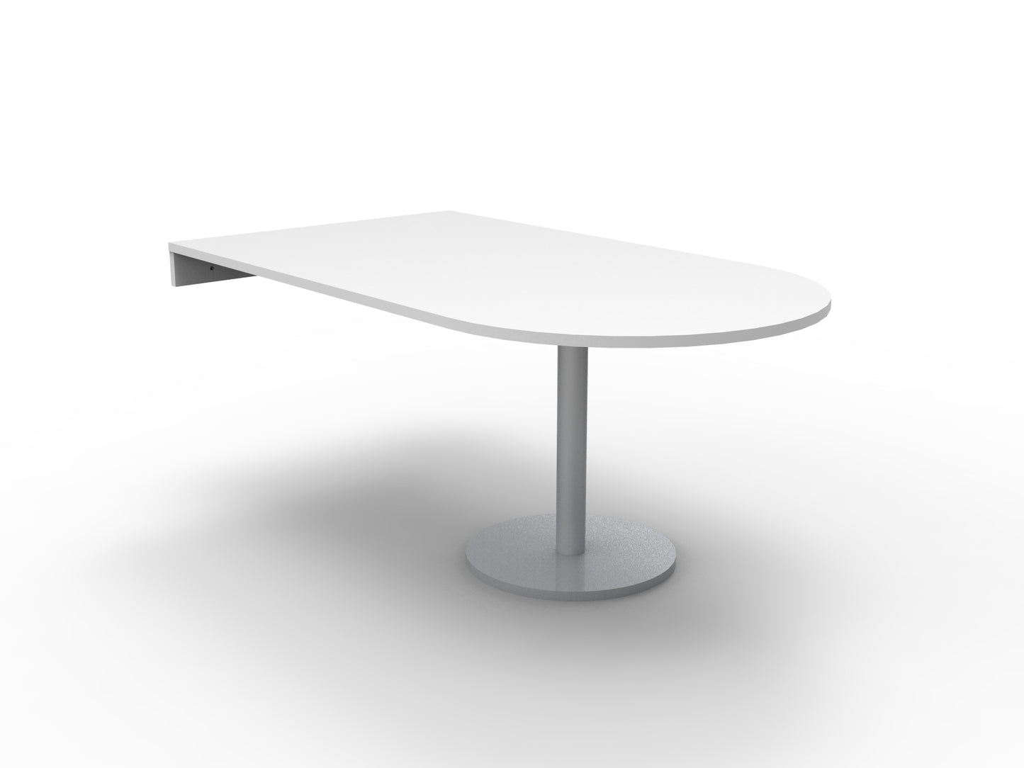 Estilo D End Table natural white top with stainless steel disc base