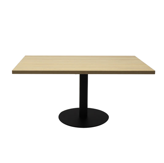 Estilo Square Coffee Table natural oak top with black disc base