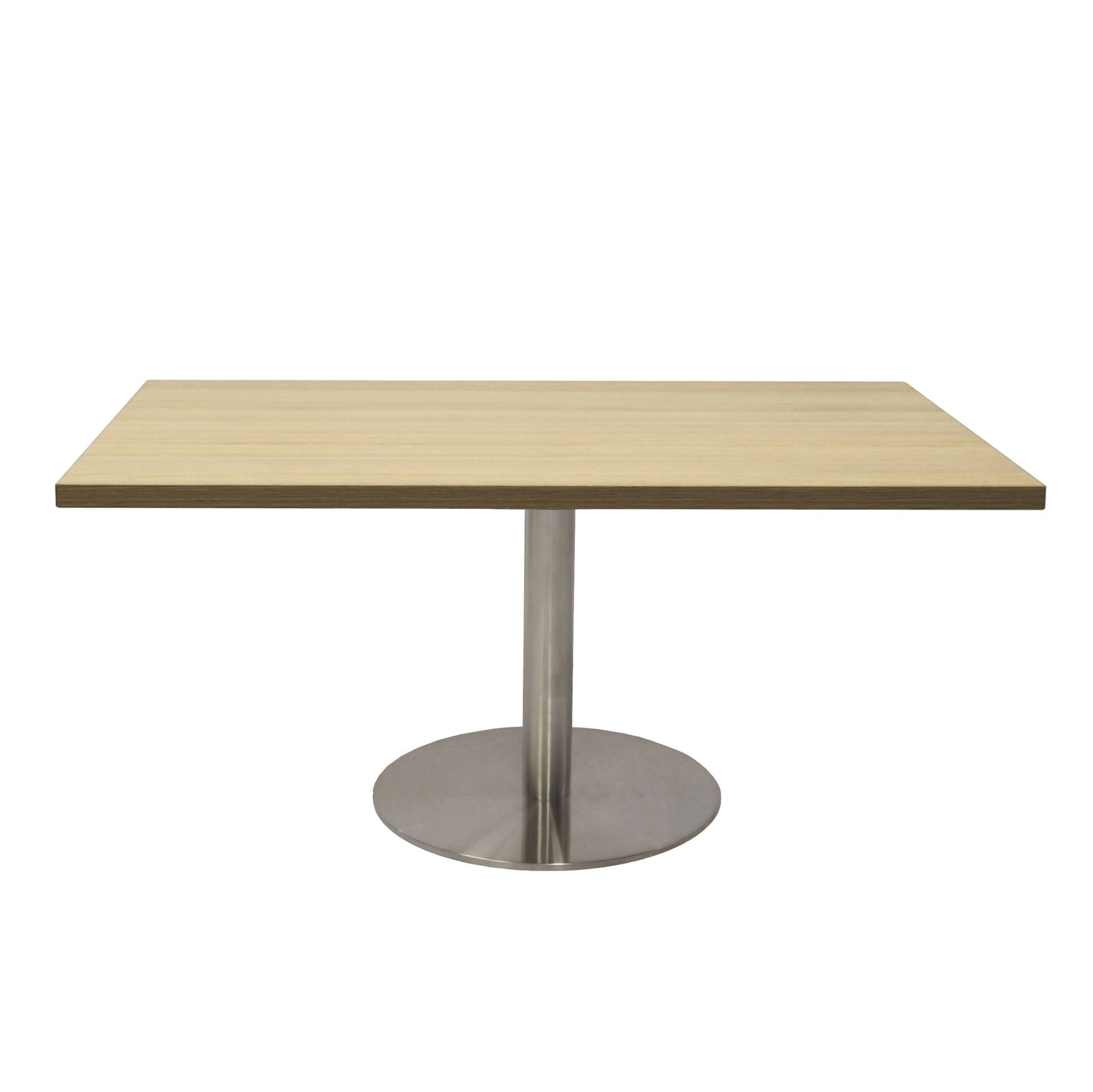 Estilo Square Coffee Table natural oak top with stainless steel disc base