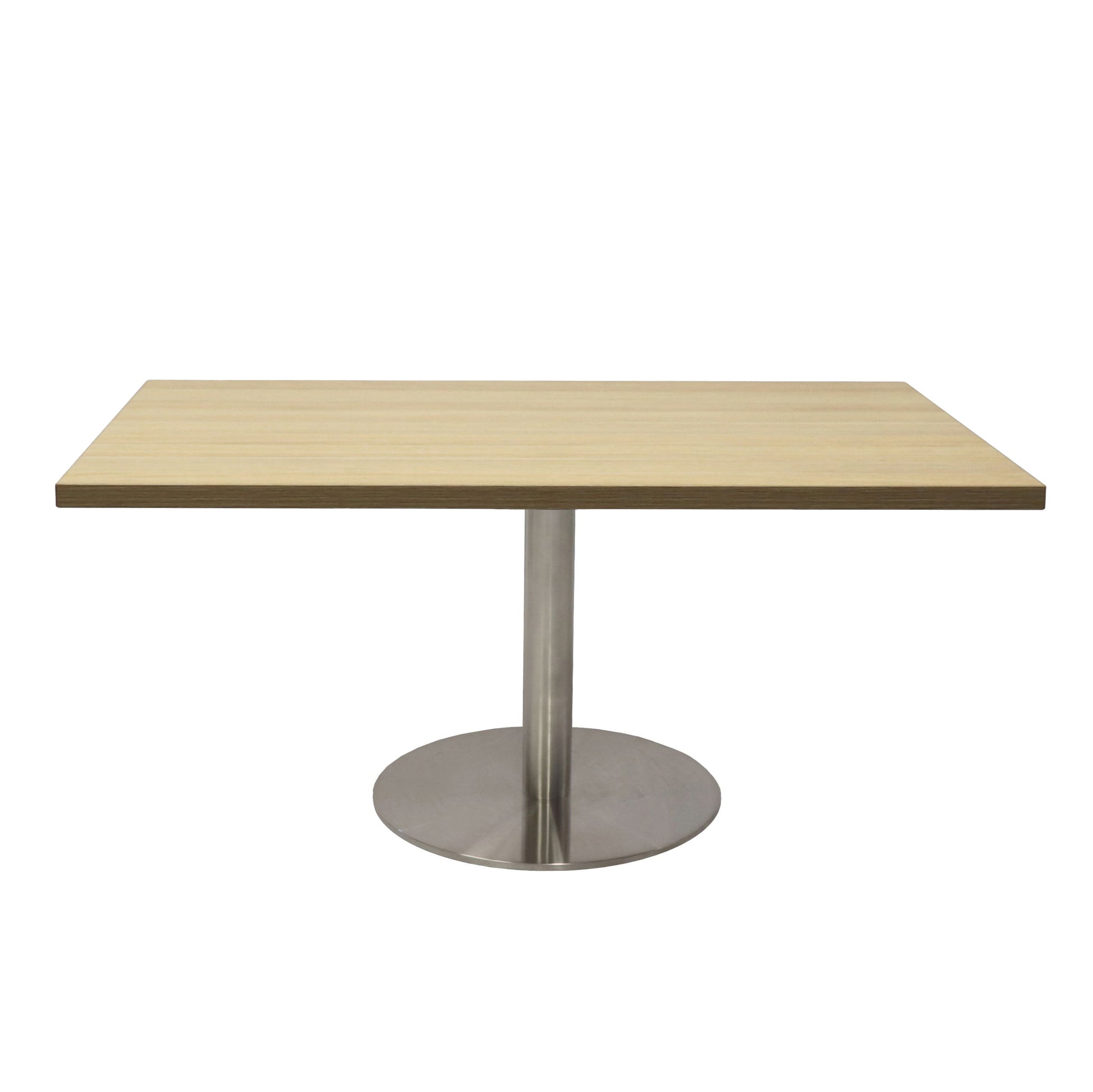 Estilo Square Coffee Table natural oak top with stainless steel disc base