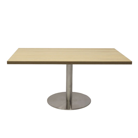 Estilo Square Coffee Table natural oak top with stainless steel disc base