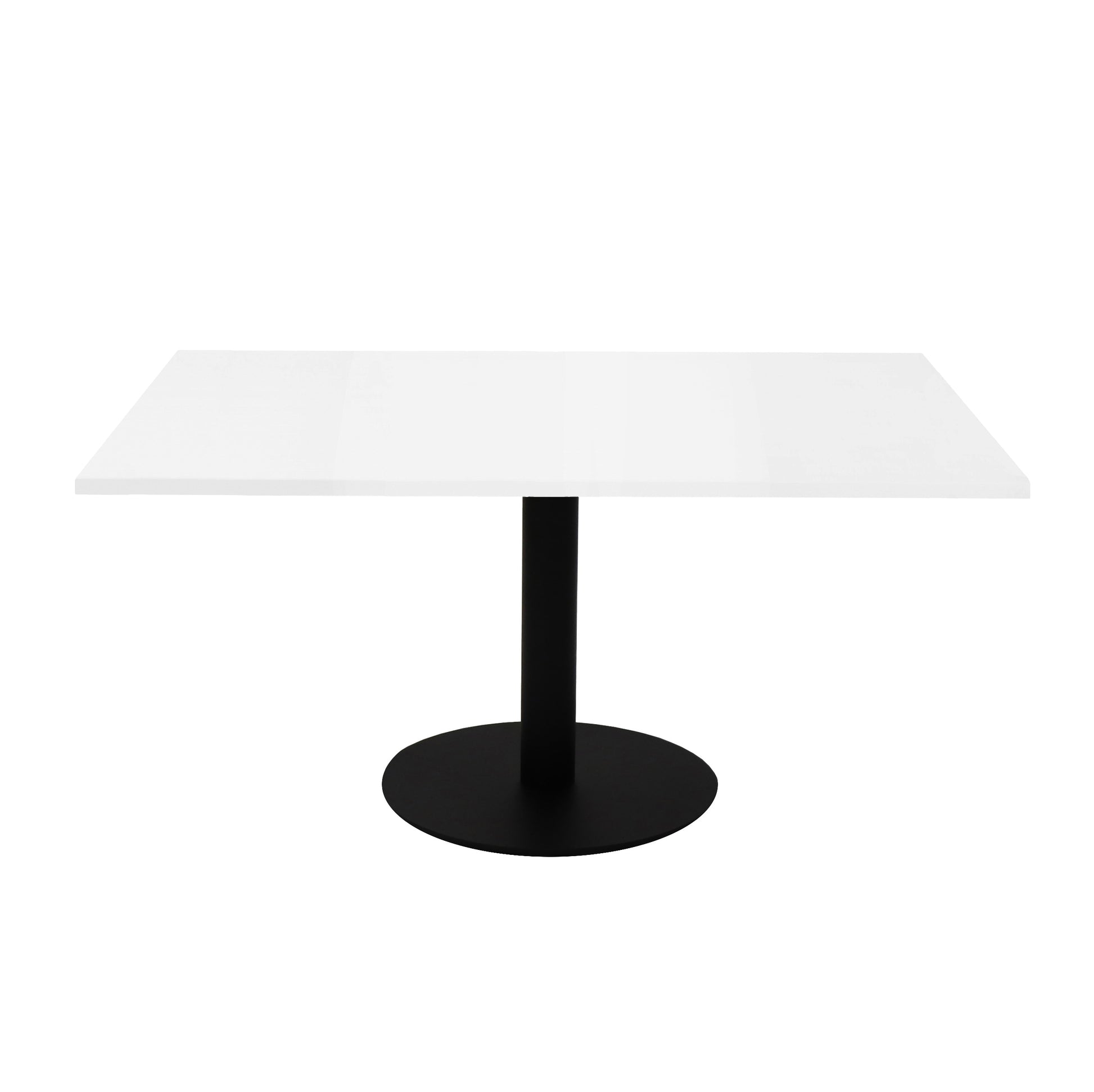 Estilo Square Coffee Table natural white top with black disc base