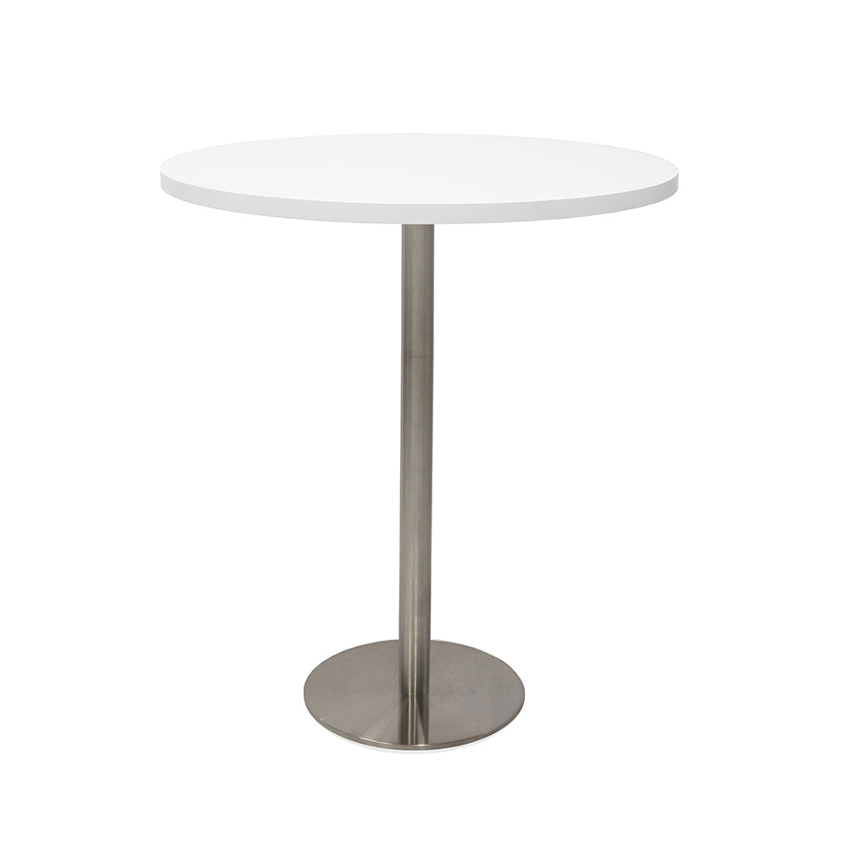 Estilo Round Dry Bar Table Stainless Steel / 900mm Dia / Natural White product view for office furniture hire