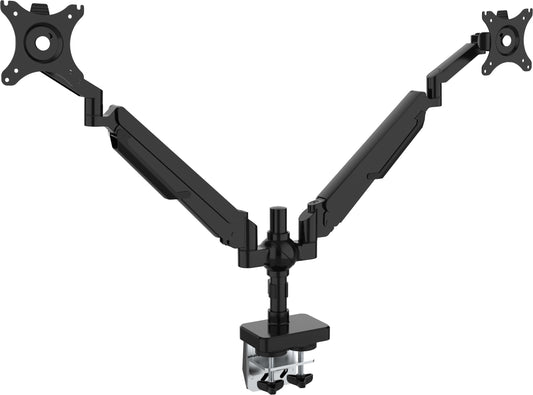 Core Dual Gas Spring Monitor Arm angled view showing adjustable arms