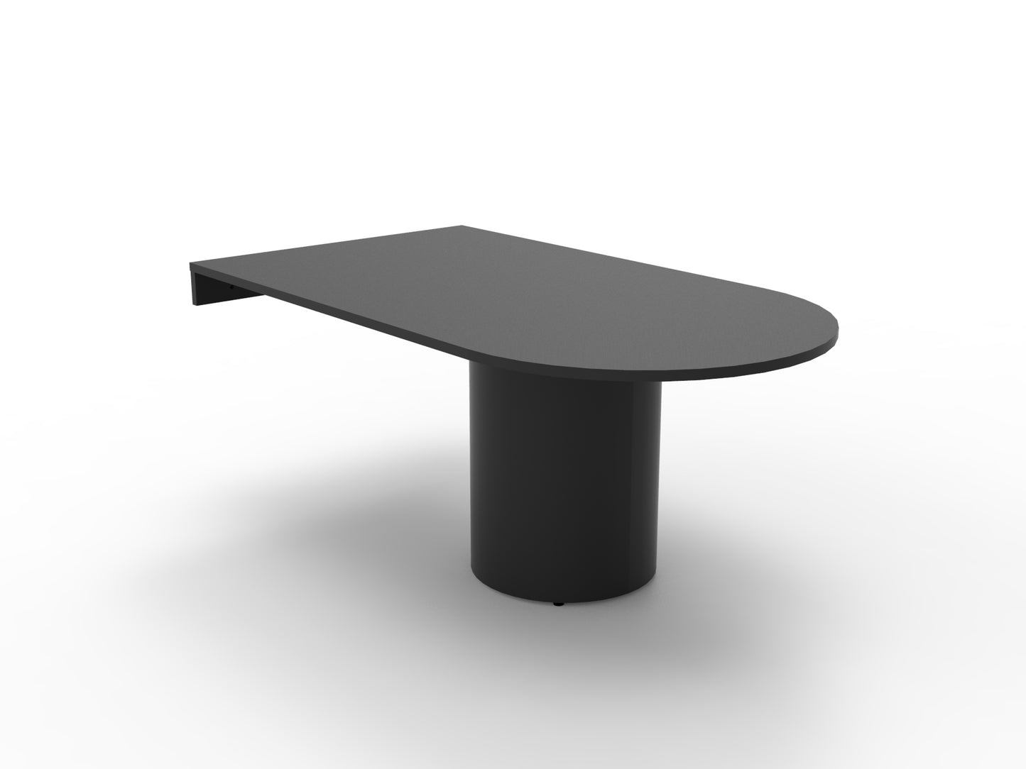 Drum Base D End Table black melamine top with black disc base