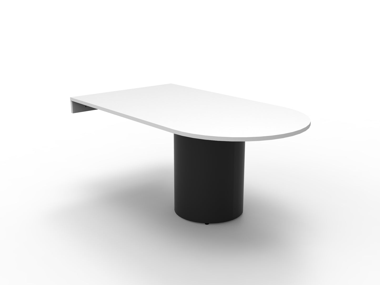 Drum Base D End Table natural white top with black disc base