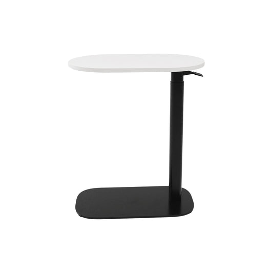 EOS Height Adjustable Side Table natural white top with black frame