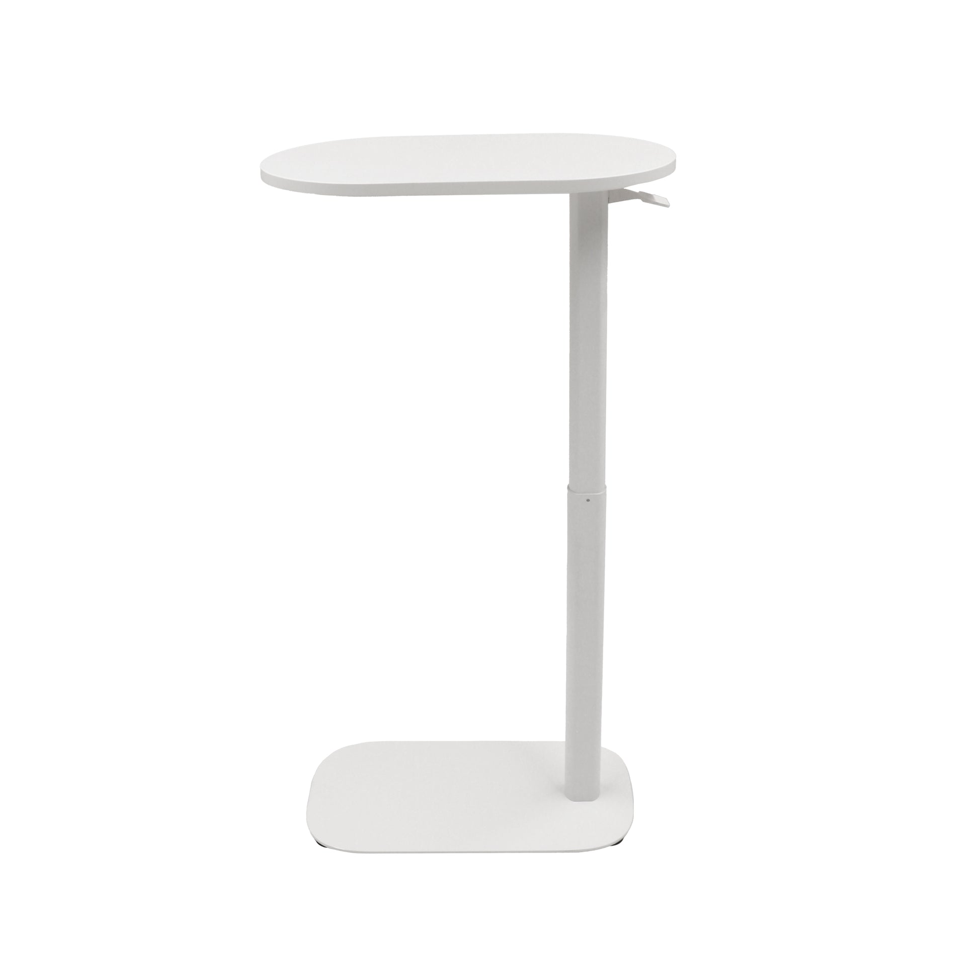 EOS Height Adjustable Side Table natural white top with white frame