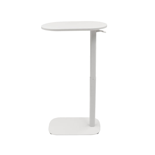 EOS Height Adjustable Side Table natural white top with white frame