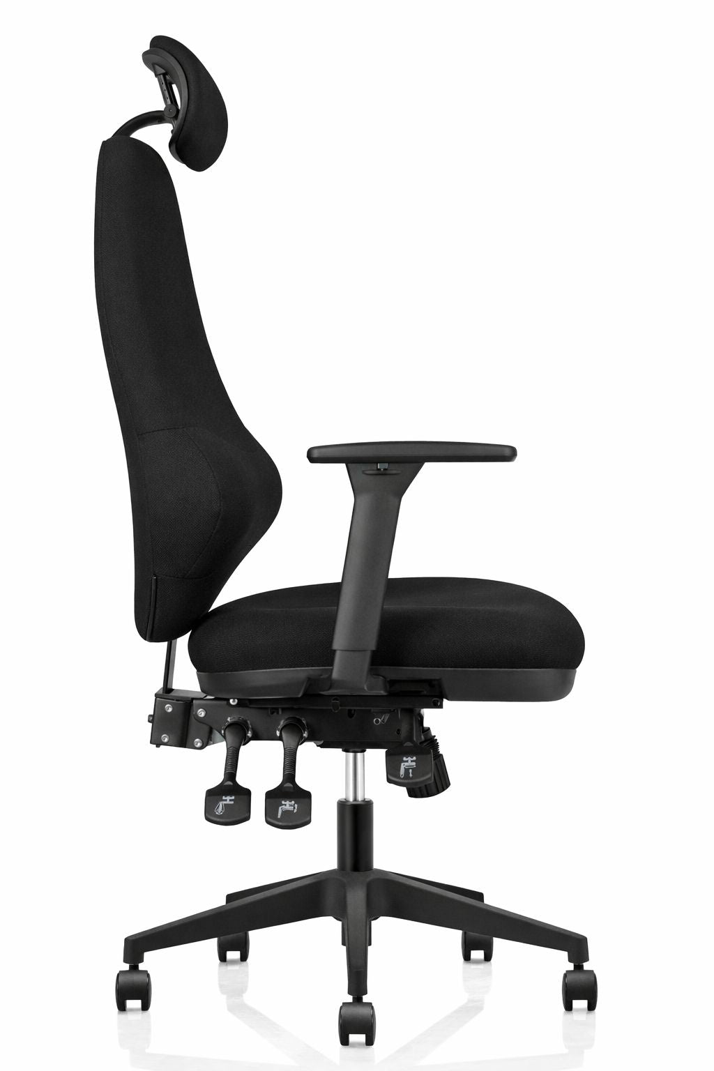Ergora High Back Posture Chair side view showing seat and back adjustment profile