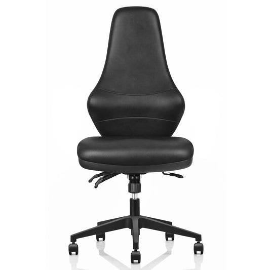 Ergora Medium Back Posture Chair front view in black upholstery