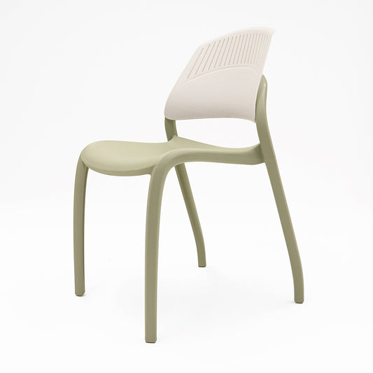 Flexi Stacking Chair with Backrest green seat and white back angled view