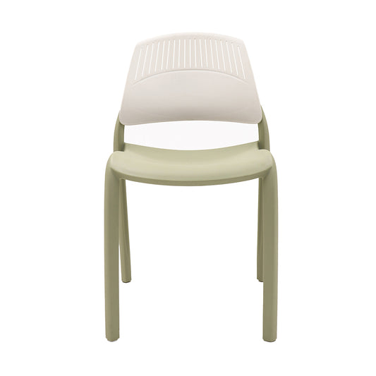 Flexi Stacking Chair with Backrest in green and white front view