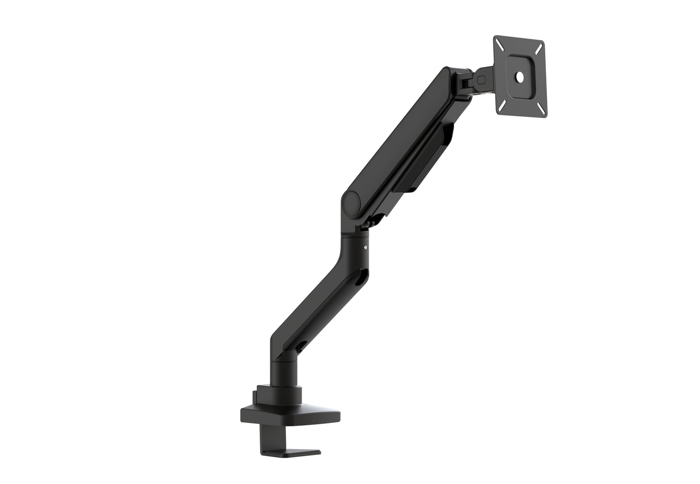 Forge Single Monitor Arm in black with articulated arm detail
