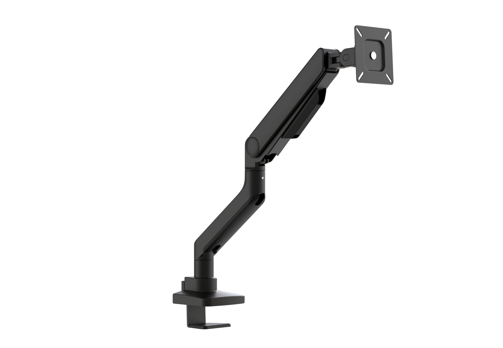 Forge Single Monitor Arm in black with articulated arm detail