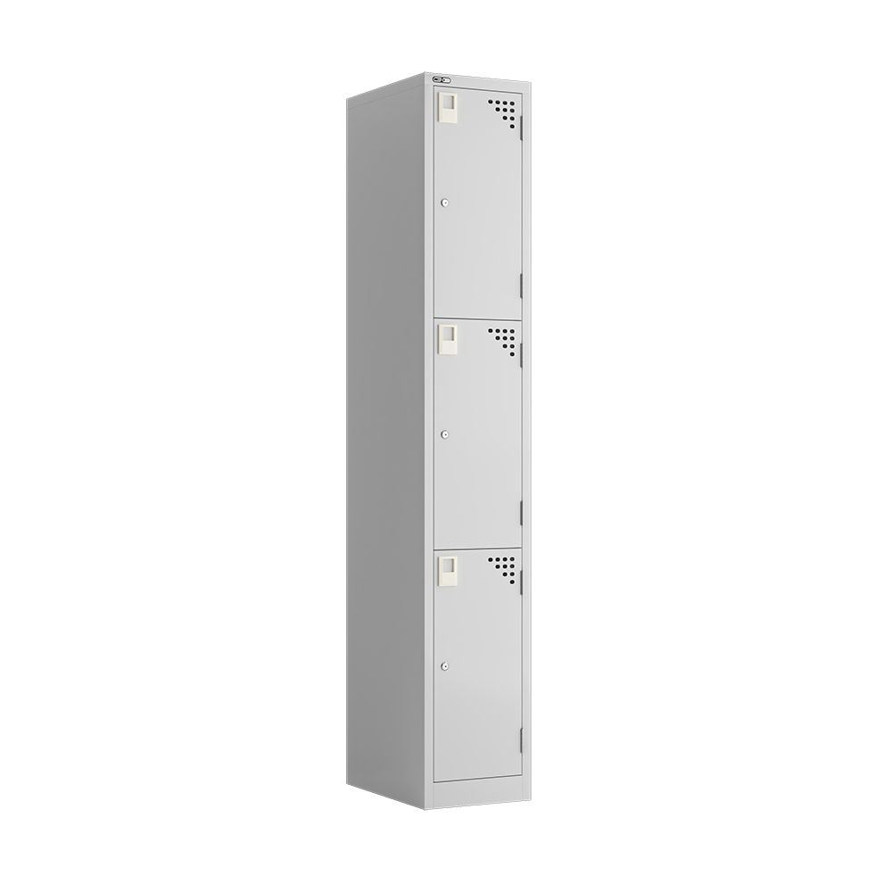 GO Steel 3 Door Locker Silver Grey / 305mm primary view for office furniture hire