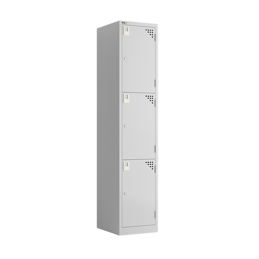 GO Steel 3 Door Locker Hire in silver grey - alternate view