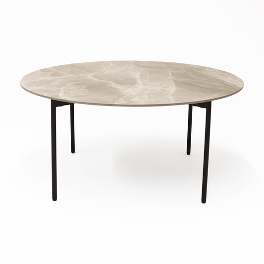 Nido Stone Large Round Coffee Table angled view showing round stone top