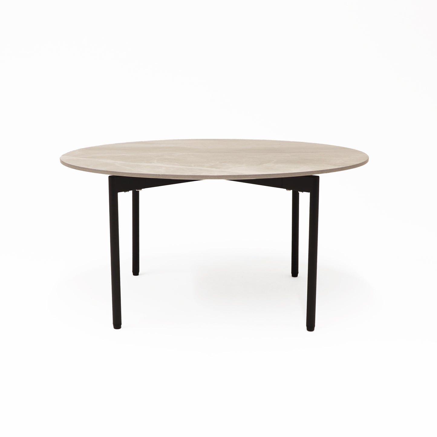 Nido Stone Medium Round Coffee Table with Grey Carrara top and black frame