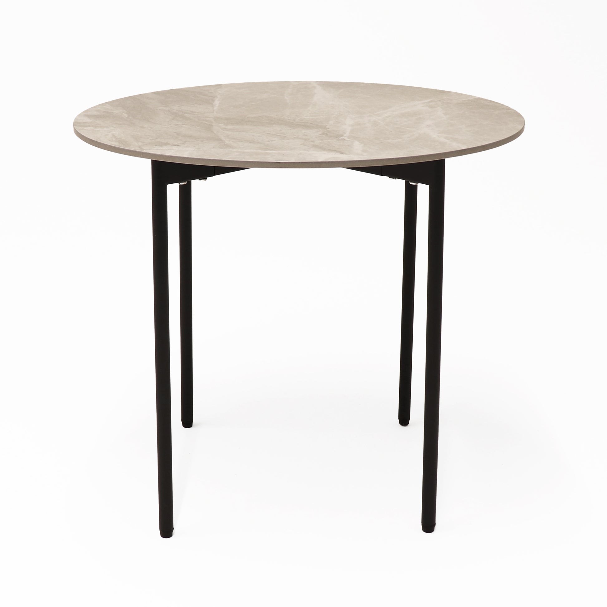 Nido Stone Side Table side view with cross brace underframe
