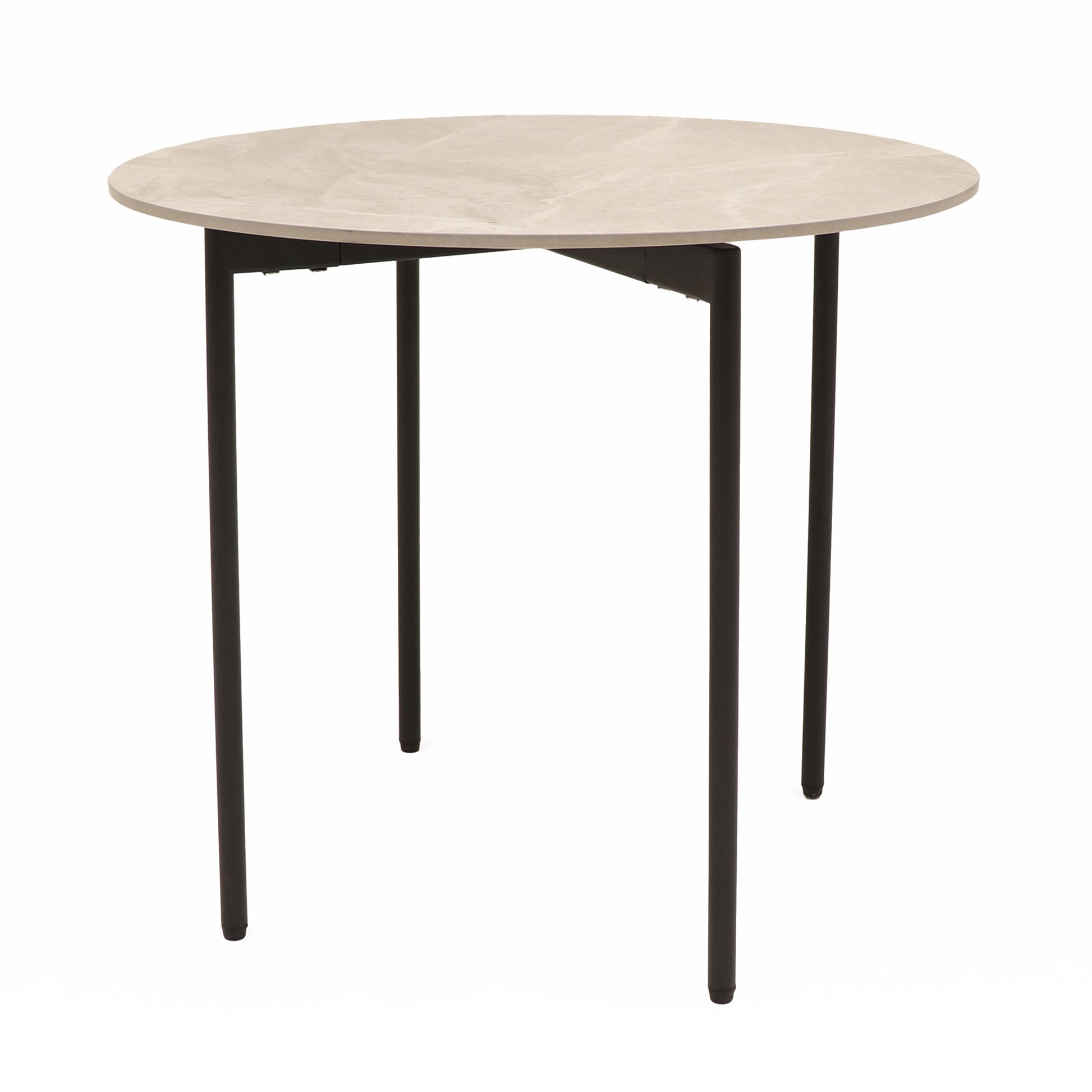 Nido Stone Side Table angled view showing round stone top