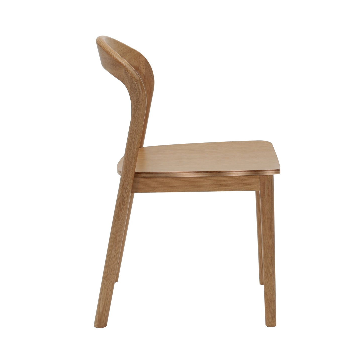 Nodo Chair American Oak side view with curved timber profile