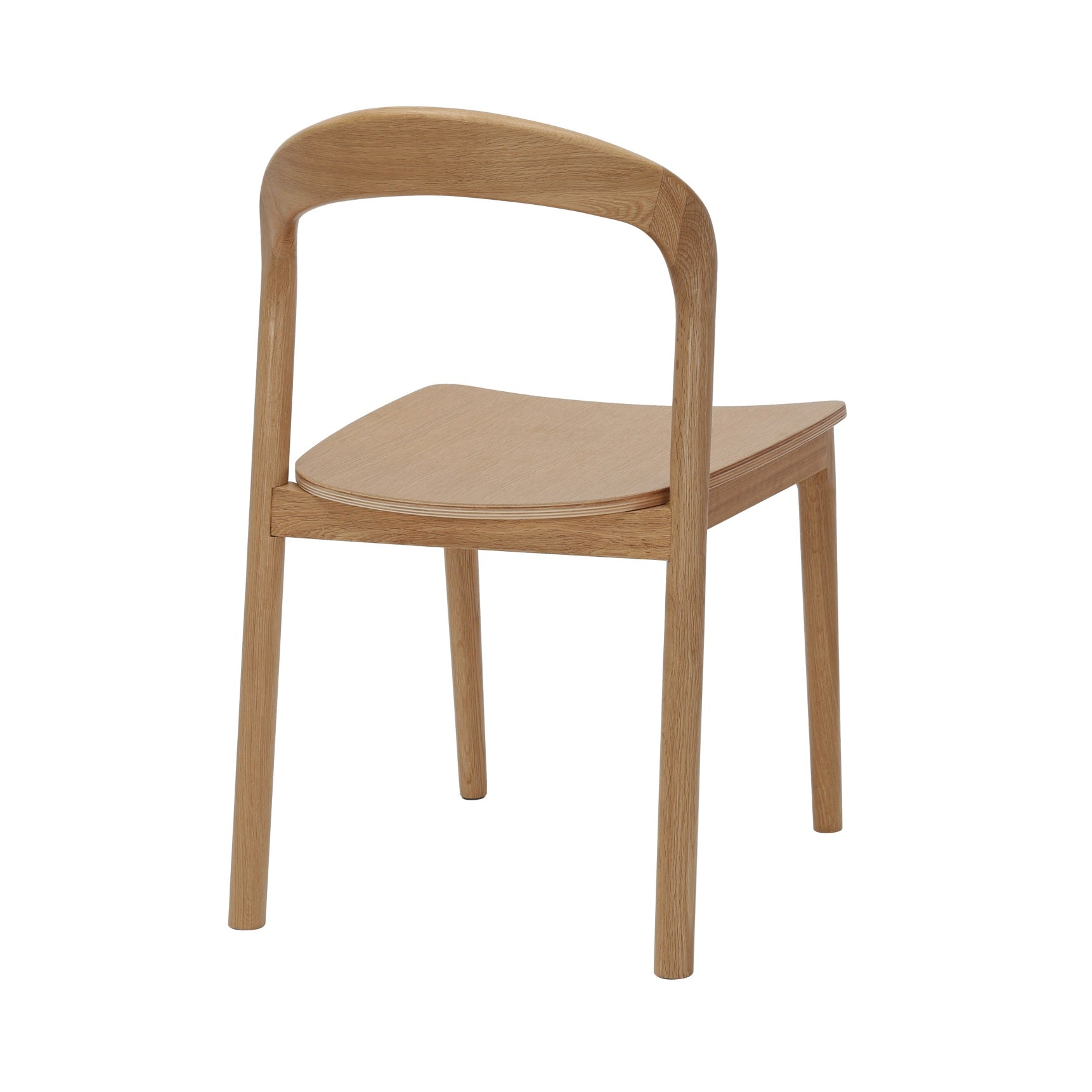 Nodo Chair American Oak rear view showing solid timber backrest