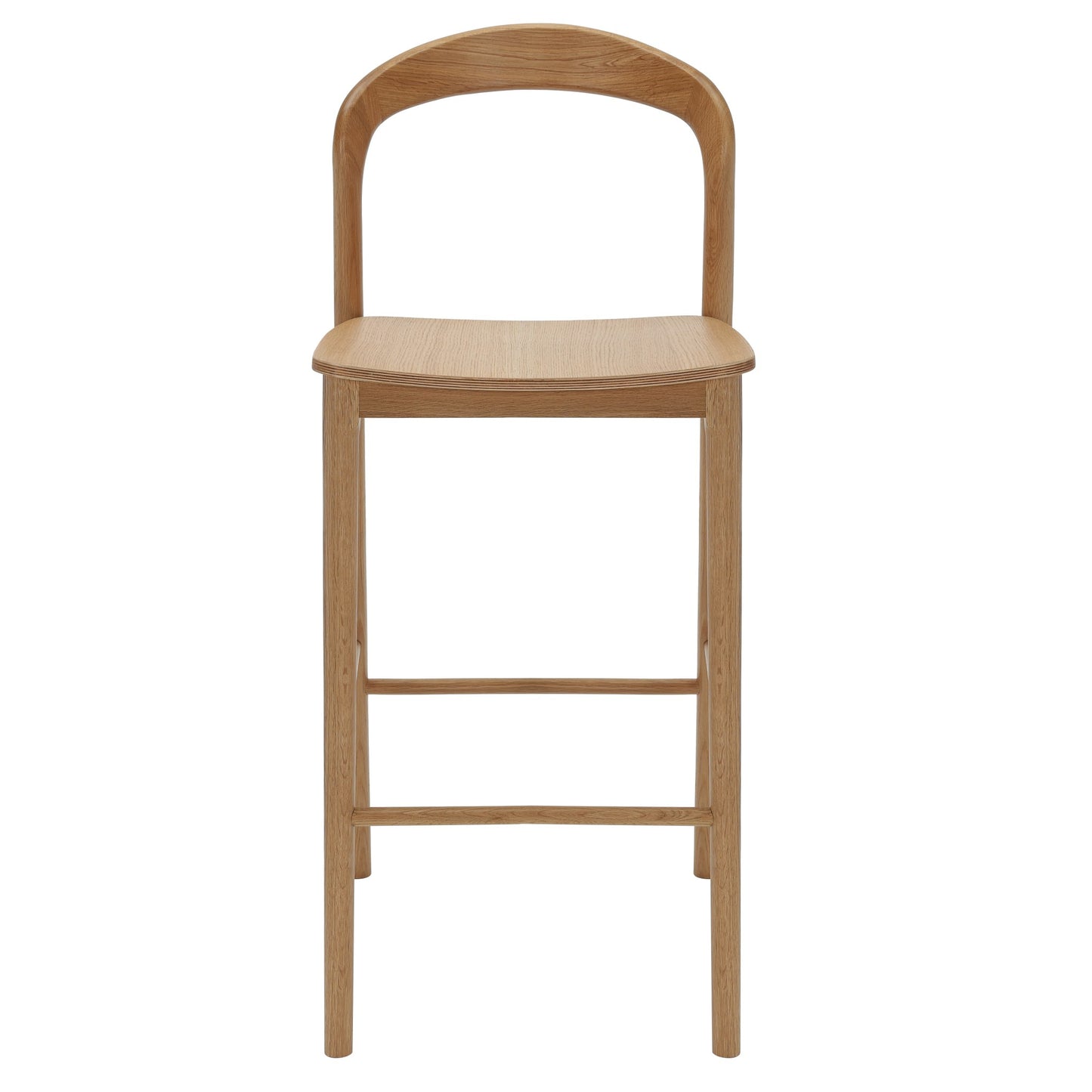 Nodo High Stool American Oak angled view showing seat and backrest