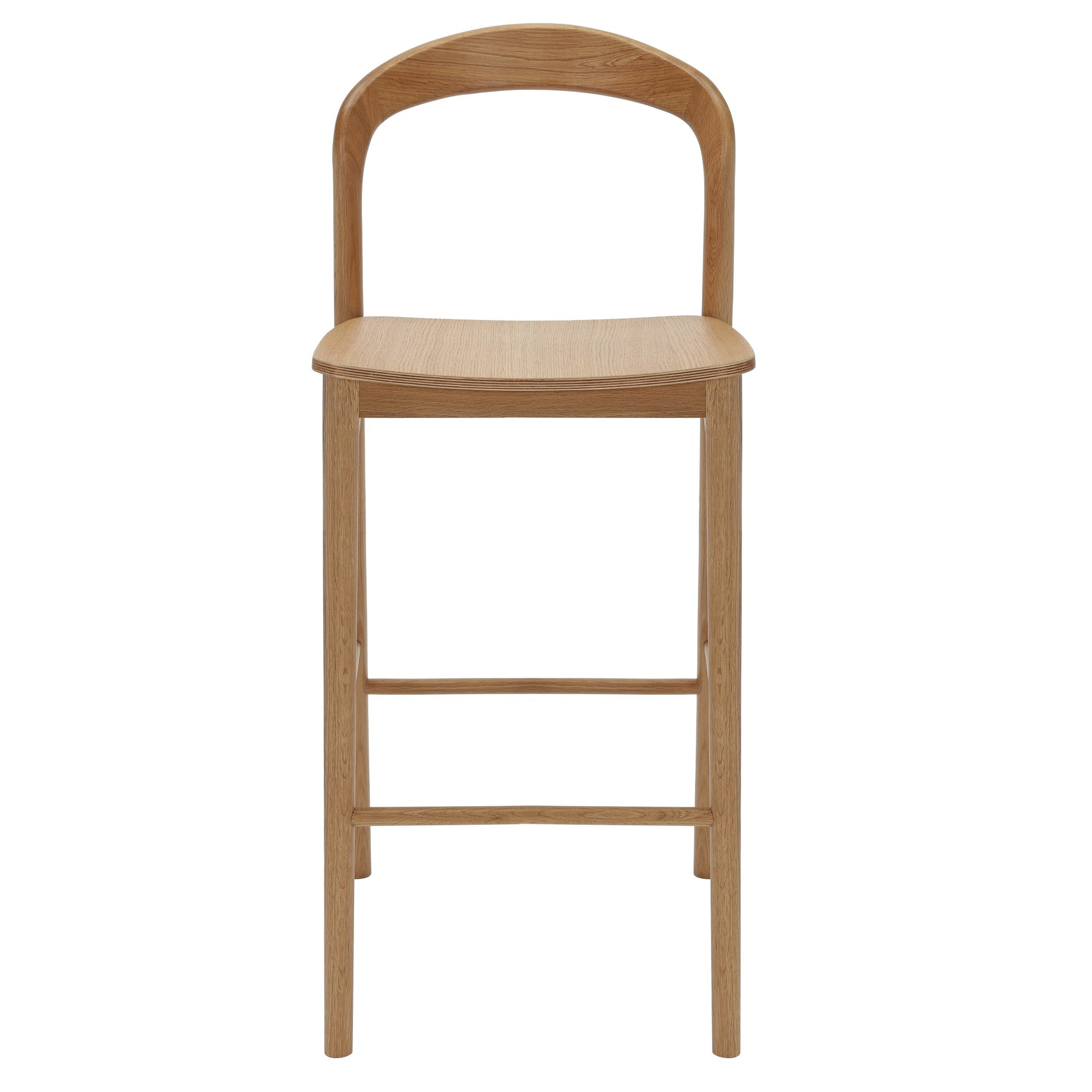 Nodo High Stool American Oak angled view showing seat and backrest