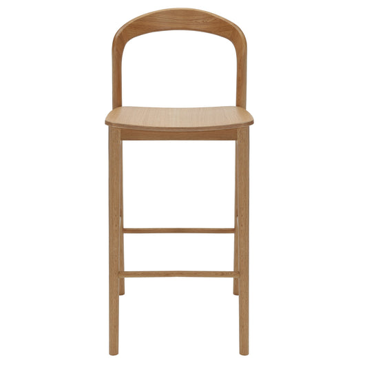Nodo High Stool American Oak angled view showing seat and backrest