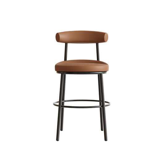 Nyx Bar Stool 650H in Amber PU leather front angled view