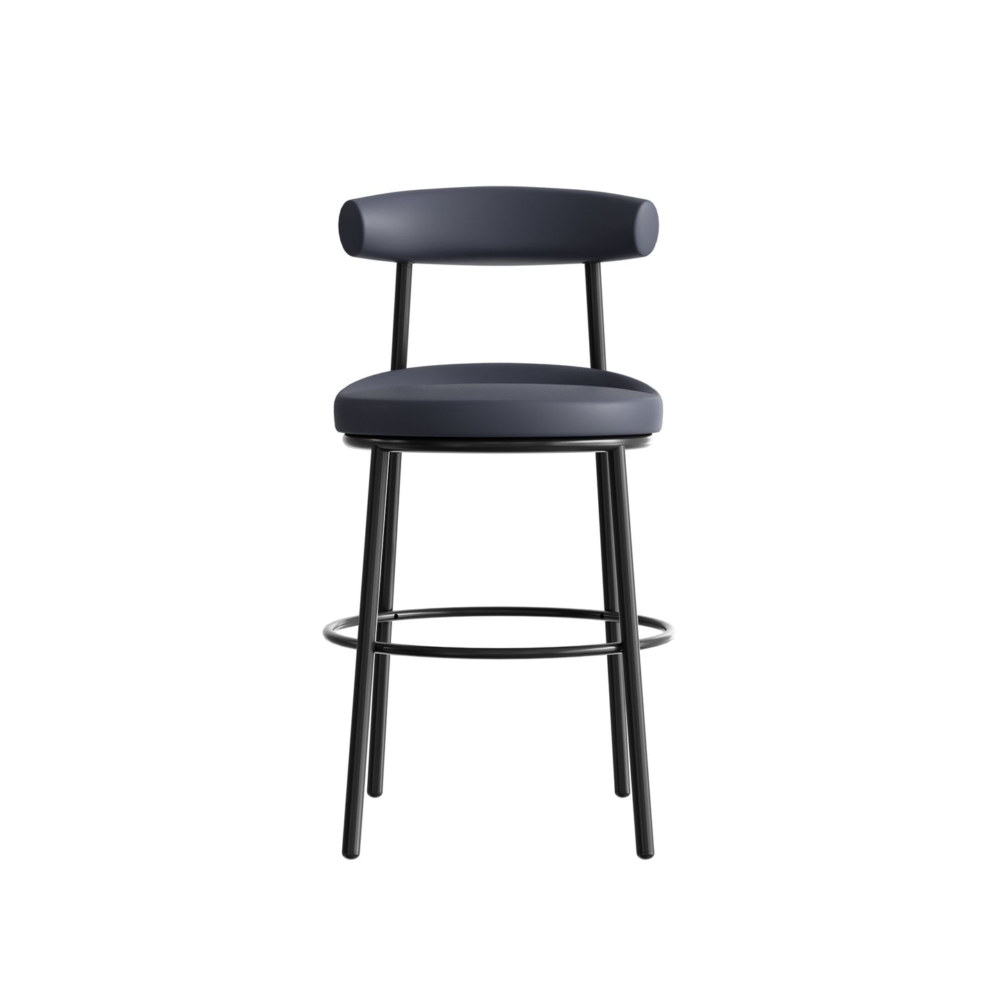 Nyx Bar Stool 650H in French Navy PU leather front angled view