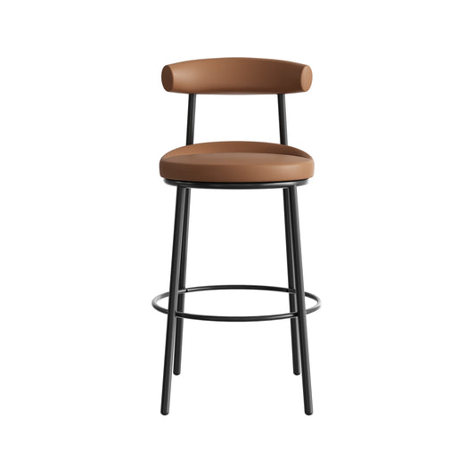 Nyx Bar Stool 750H in Amber PU leather front angled view