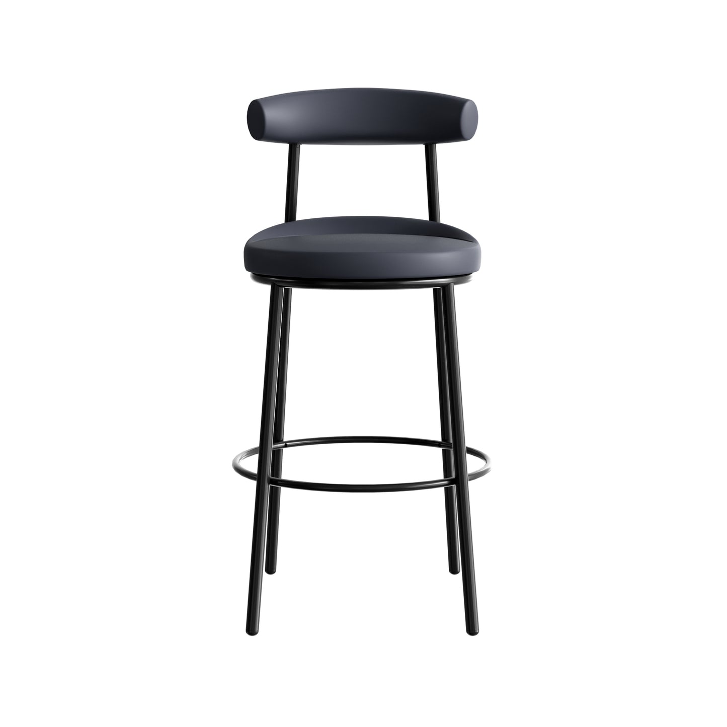 Nyx Bar Stool 750H in French Navy PU leather front angled view